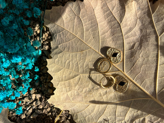 Créoles - coeur et losange en pierre